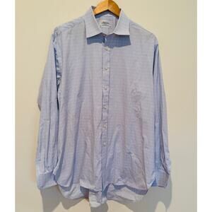 Charles Tyrwhitt Mens Blue Plaid Classic Button Down Dress Shirt Sz 17